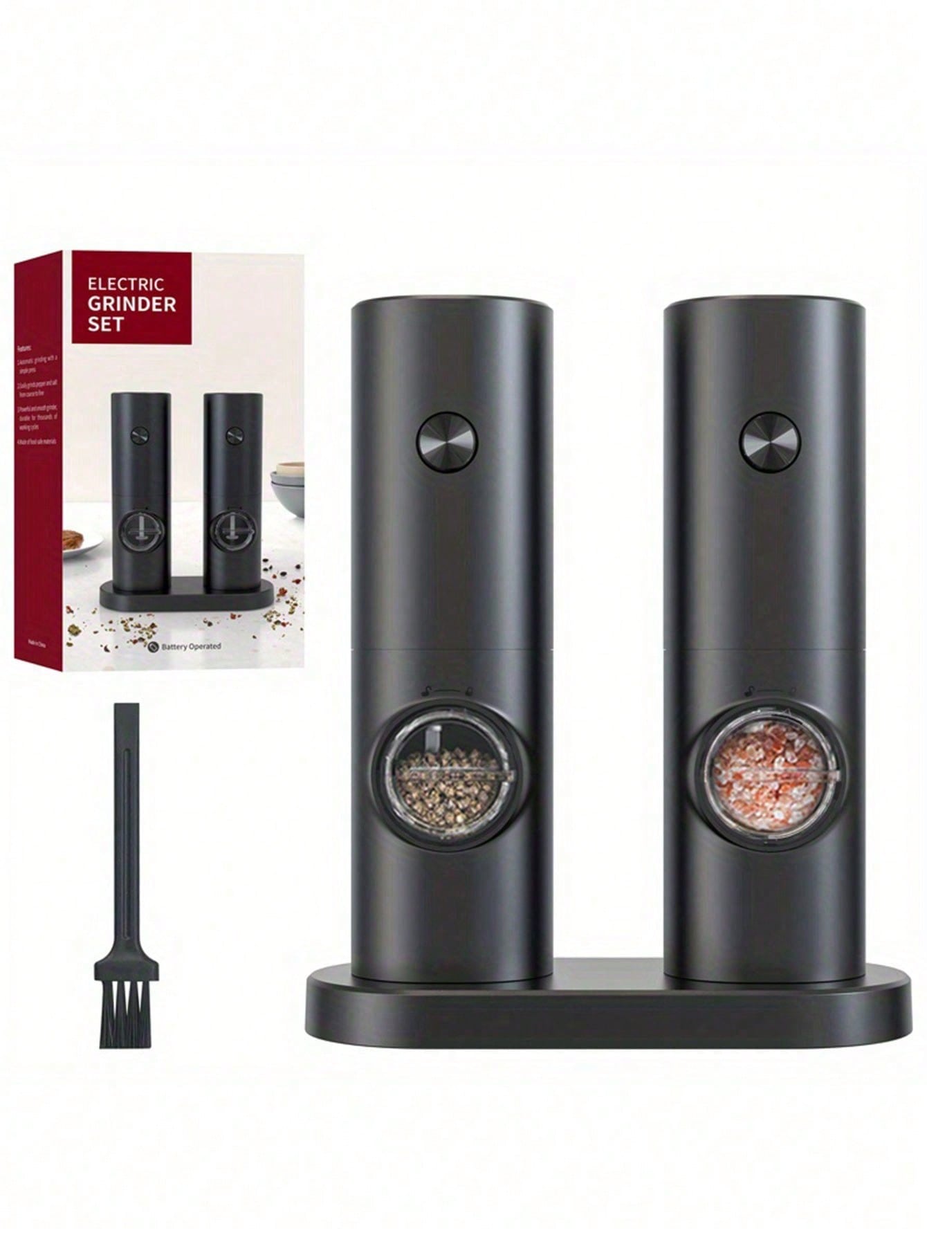 1 قطعة/2 قطعة طاحونة ملح وفلفل كهربائية، طاحونة فل...