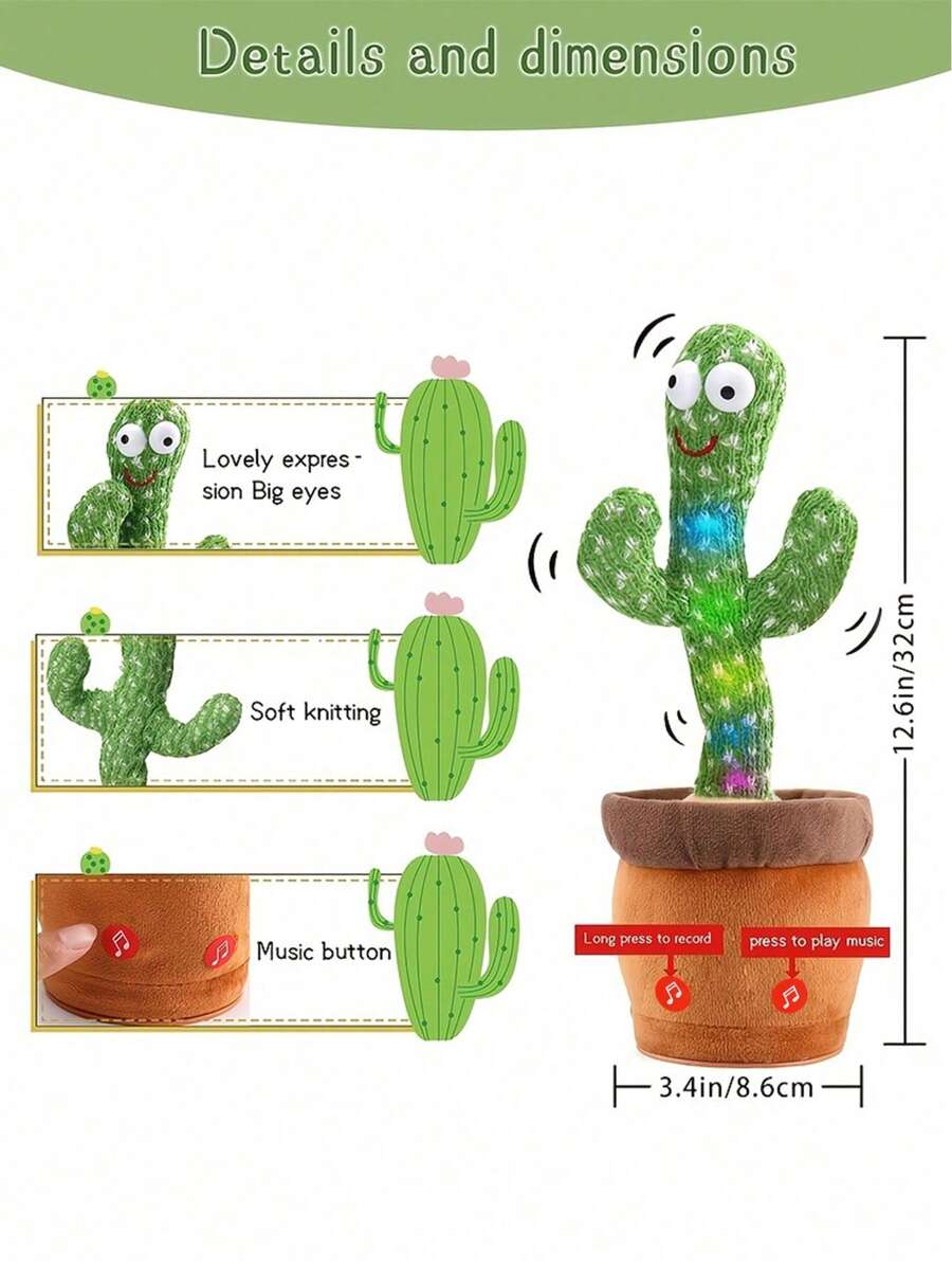 1pc Dance Cactus,Toy For Baby,Talking Cactus Toys,Repeat What You Say ...