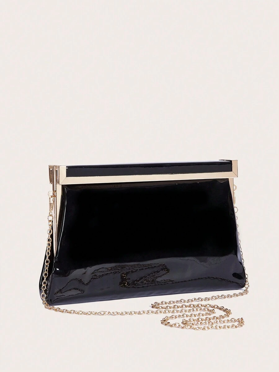 1 件新款时尚女士 PU 手拿包，时尚大容量派对钱包，高端宴会婚礼仪式晚礼服手拿包，百搭女士手提包带链条，亮片云朵设计