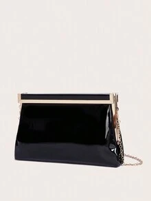 1 件新款时尚女士 PU 手拿包，时尚大容量派对钱包，高端宴会婚礼仪式晚礼服手拿包，百搭女士手提包带链条，亮片云朵设计 - 黑色 - 查看 4