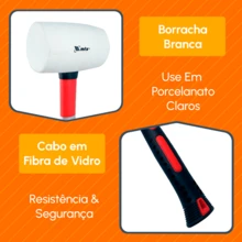 Rubber Hammer 60mm 450g Works Flooring Coating Porcelain And Ceramic Tiles Rubber Worker Gold Hammer Tinsmith - trắng - Xem 4