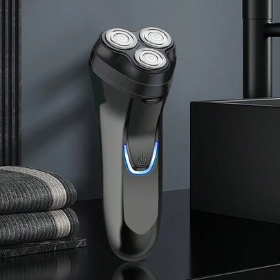 1 pieza Afeitadora eléctrica recargable por USB, Afeitadora eléctrica de 3 cabezales con cuchillas de doble anillo flotante, portátil para uso doméstico y de viaje