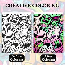 1pc The Artistic Doodles Coloring Book For Relaxation Mindfulness, And Fun - Over 24 Beautiful Designs To Color, Ideal For Adults And Teens, Mindful Art For Creativity Boost Back To School,Mother's Day,Mom's Gift,Back To School,School Supplies