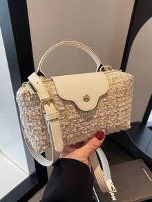 新品 女士细节休闲纯色手提包单肩包手拿包斜挎包女士 - 白色 - 查看 2