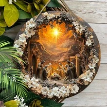 1pc Đồ trang trí Kitô giáo Cảnh Chúa giáng sinh Hoa Biển treo bằng gỗ Trang trí Giáng sinh Trang trí nghệ thuật treo tường Giáng sinh Trang trí cửa Giáng sinh Trang trí tiệc sân vườn Trang trí hiên nhà trang trại Trang trí nhà Trang trí tròn 7,87 inch - Màu vàng - Xem 3