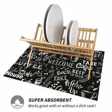 1 tấm thảm lau bát đĩa trên mặt bếp, tấm lót chống trượt thấm nước có in chữ tiếng Anh, đa năng cho máy pha cà phê, giá để cốc, giá phơi bát đĩa - Nhiều màu - Xem 1