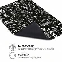 1 tấm thảm lau bát đĩa trên mặt bếp, tấm lót chống trượt thấm nước có in chữ tiếng Anh, đa năng cho máy pha cà phê, giá để cốc, giá phơi bát đĩa - Nhiều màu - Xem 2