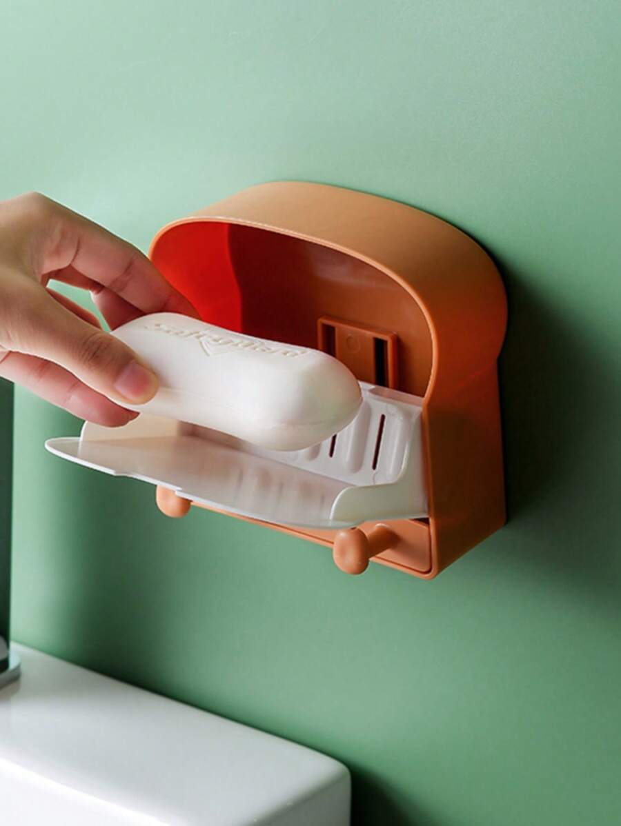 NoDrill Wall Mount Double Soap Dish Bathroom Draining Soap Box Holder