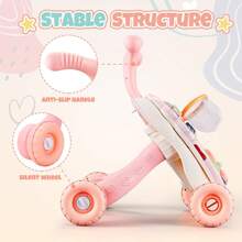 KINICHOOY 3 In 1 Baby Walker And Activity Center For Baby Girl,Toddler, Learning To Walk, Sit To Stand, Early Learning Push Toys For Infant 6-12 Months Pink