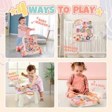 KINICHOOY 3 In 1 Baby Walker And Activity Center For Baby Girl,Toddler, Learning To Walk, Sit To Stand, Early Learning Push Toys For Infant 6-12 Months Pink