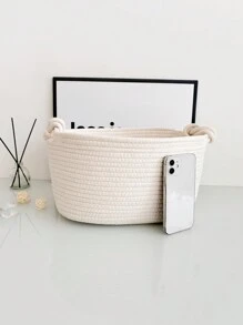 1 pieza Cesta de almacenamiento trenzada con cuerda, organizador de juguetes y artículos varios para bebé, regalo del día de los enamorados