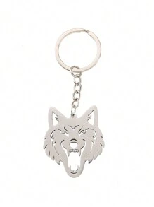 1 Stück Herren Silber-Ton Europäischer & Amerikanischer Stil Edelstahl Kette mit Löwenkopf Anhänger, Punk Hip Hop Stil Edelstahl Tier Schlüsselanhänger, geeignet für täglichen Gebrauch als Auto Accessoire, Taschenbehang, Rucksack Charm für Schule, süßer Goth Y2k