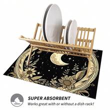 1 tấm thảm lau bát đĩa trên mặt bếp, tấm lót chống trượt thấm nước có in chữ tiếng Anh, đa năng cho máy pha cà phê, giá để cốc, giá phơi bát đĩa - Nhiều màu - Xem 23