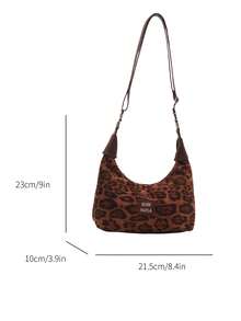 Túi xách họa tiết da báo thời trang Hàn Quốc, dây đeo có thể tháo rời, túi đeo vai đa năng, túi đeo chéo phổ biến cho mùa thu/đông 2024 - màu nâu - Xem 2