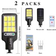 Luces solares LED de 8000 lm con sensor de movimiento para exteriores con control remoto, luces de calle solares para exteriores, impermeables, luces solares de 3 modos para patio exterior, jardín, camino y estacionamiento - 108COB - Ver 8