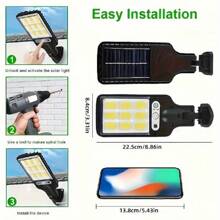 Luces solares LED de 8000 lm con sensor de movimiento para exteriores con control remoto, luces de calle solares para exteriores, impermeables, luces solares de 3 modos para patio exterior, jardín, camino y estacionamiento - 108COB - Ver 10