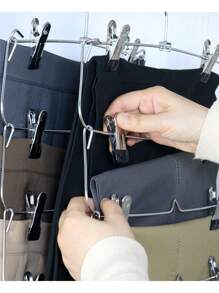 1/2 件 4 层黑色裤子衣架折叠式衣柜收纳架 - 黑色 - 查看 6