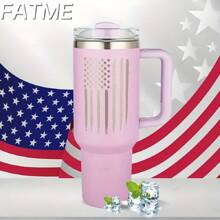 Tazas Stock Con Vaso De 40oz Con Asa Vasos Aislados Tapas Pajita Termo De Café De Acero Inoxidable - Marrón - Ver 4