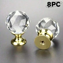 10pcs 30mm Round Crystal Glass Cabinet Knobs, Drawer Pulls Handles For Kitchen/Wardrobe Doors, Furniture Hardware - Multicolor - View 17