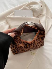 Túi xách họa tiết da báo thời trang Hàn Quốc, dây đeo có thể tháo rời, túi đeo vai đa năng, túi đeo chéo phổ biến cho mùa thu/đông 2024 - màu nâu - Xem 4