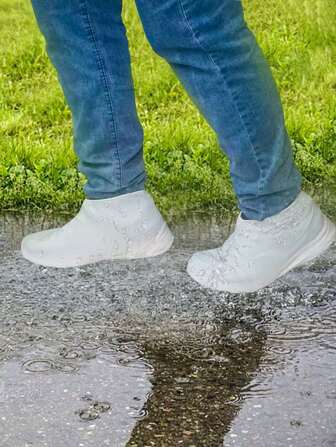 1 件乳胶鞋套防水雨天厚底防滑耐磨户外橡胶乳胶靴套男女适用学校、办公室、家庭、旅行