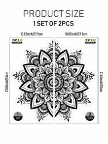 SUPSTICKER 1 Set Of 2PCS Boho Mandala Wall Decal, Matte Transparent PVC Peel And Stick Removable Wall Decor For Bedroom, Living Room, 10.82x21.65in - Multicolor - View 4