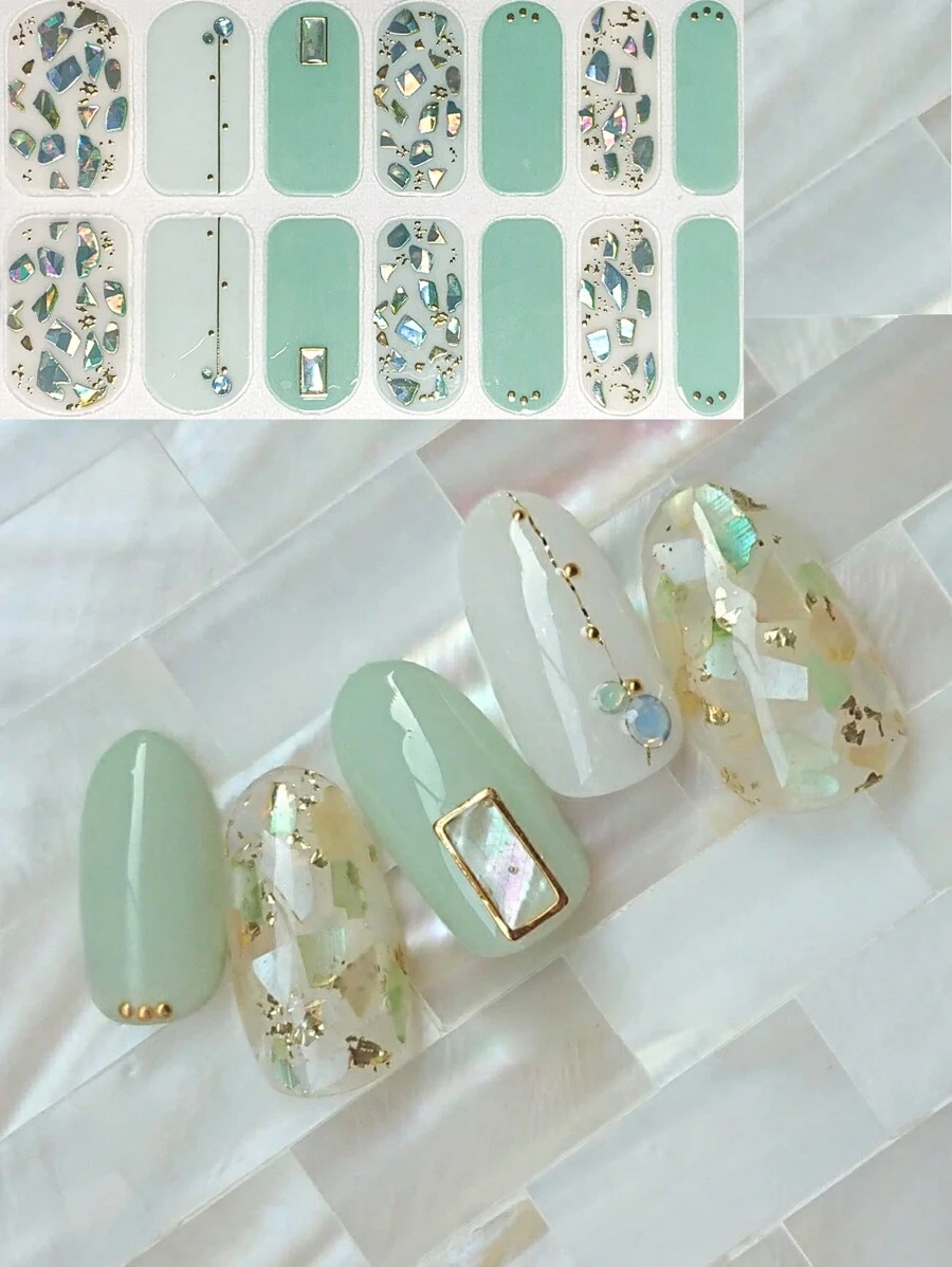 Hình dán móng tay họa tiết hạnh nhân, pha lê, đá cẩm thạch, kim cương 3D, tự làm trang sức móng tay. - Nhiều màu - Xem 1