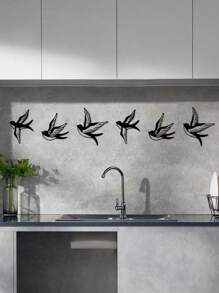 3pcs 16cm Black Small Size Hollow Iron Swallow Metal Wall Art Decor, Suitable For Home, Bedroom, Kitchen, Living Room Gifts Birthday Graduation