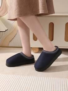 Pantuflas con felpa para mujer, pantuflas de suela gruesa y punta cerrada, botas de nieve de moda de invierno, diseño de slip-on para interiores y exteriores, suela antideslizante de TPR