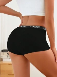 FINETOO 6Pcs Women's Cotton Solid Color Seamless Comfortable  Boyshorts,S-XXL - Multicolor - View 3