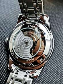 AOKULASIC 1 Đồng hồ cơ tự động thời trang nam thiết kế Tourbillon mặt số đá pha mặt trăng kim dạ quang dây đeo bằng thép không gỉ đồng hồ nam doanh nhân sang trọng thương hiệu hàng đầu quà tặng sinh nhật lễ hội - Vàng - Xem 7