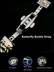 AOKULASIC 1 Đồng hồ cơ tự động thời trang nam thiết kế Tourbillon mặt số đá pha mặt trăng kim dạ quang dây đeo bằng thép không gỉ đồng hồ nam doanh nhân sang trọng thương hiệu hàng đầu quà tặng sinh nhật lễ hội - Vàng - Xem 6