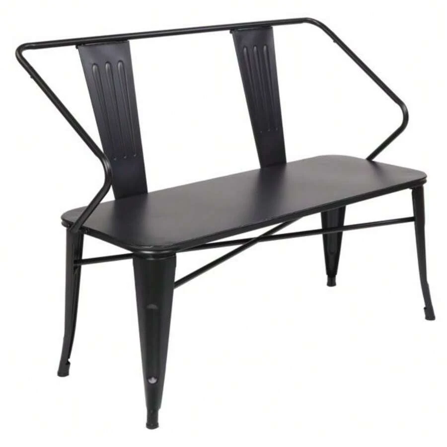 Outdoor Bench Porch Bench Metal, Industrial Vintage Mid-Century Dining Bench, Indoor Dining Table Bench Entryway Bench, Patio Seating For Yard - Black - View 1
