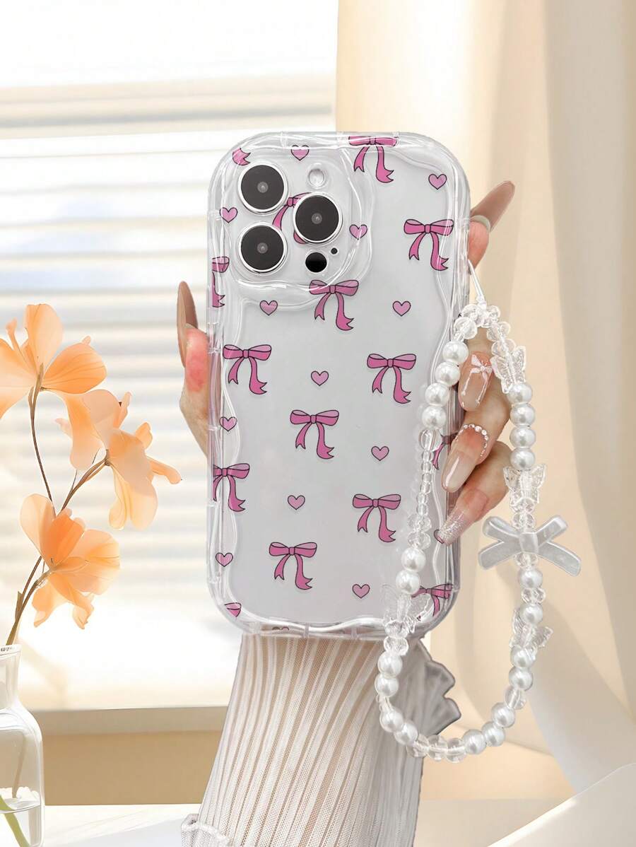 动物蝴蝶可爱粉色蝴蝶结爱心奶油色图案透明彩绘软壳带链，兼容 16/16 Pro/16 Pro Max/16 Plus；奶油色波浪纹缓冲保护套，兼容 15 Pro、XR、7P/8P、P12 Pro Max、P13 Pro Max、P14 Pro Max、P13、P14、P11、P12、P14、XS/S/XS Max/7/8；时尚加厚手机壳，国际版，非国内版。 - 彩色 - 查看 1