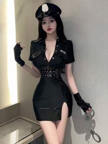 角色扮演服装套装，性感警官制服，辣妹服装