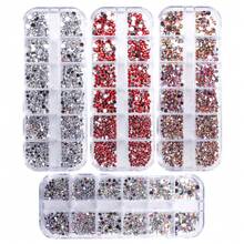 指甲盒装饰树脂钻石红色指甲配件圆形混合钻石 - 彩色 - 查看 1