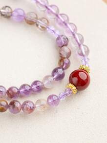 VE [VE] 1pc High Quality Natural Crystal Necklace, Paired With S925 Silver & Agate, Purple Ghost Agate Necklace, Purple Mysterious And Elegant, Meaning "Auspicious Fortune". The Purple Ghost Crystal Emits A Charming Luster, The Purple Jade Is Smooth And Fine-Textured, The Agate Accents Add A Unique Charm, The Overall Design Is Elegant And Generous, Fully Showcasing The Wearer's Noble Elegant And Unique Taste. Jewelry Color Is Random.