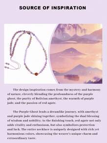 VE [VE] 1pc High Quality Natural Crystal Necklace, Paired With S925 Silver & Agate, Purple Ghost Agate Necklace, Purple Mysterious And Elegant, Meaning "Auspicious Fortune". The Purple Ghost Crystal Emits A Charming Luster, The Purple Jade Is Smooth And Fine-Textured, The Agate Accents Add A Unique Charm, The Overall Design Is Elegant And Generous, Fully Showcasing The Wearer's Noble Elegant And Unique Taste. Jewelry Color Is Random.