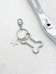 1PC Mặt dây chuyền hình xương và ngôi sao dễ thương bằng bạc kim loại đường phố cho trang trí túi xách Millennium Girl Móc khóa xe hơi Túi treo trang trí Quà tặng Giáng sinh đơn giản và ngọt ngào Quà tặng Lễ Tạ ơn Quà tặng Y2K cho phụ nữ - Bạc - Xem 6