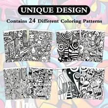 1pc The Artistic Doodles Coloring Book For Relaxation Mindfulness, And Fun - Over 24 Beautiful Designs To Color, Ideal For Adults And Teens, Mindful Art For Creativity Boost Back To School,Mother's Day,Mom's Gift,Back To School,School Supplies