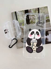 2 件/套：1 个可爱熊猫图案 iPhone 手机壳 + 1 个可爱熊猫图案透明 AirPods 手机壳 + 1 个耳机壳挂钩，可个人使用或作为礼物 - 彩色 - 查看 11
