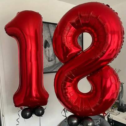 1pc/Set 32-Inch Red Foil Number Balloon 0-9 For Birthday Party Decoration
