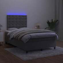 VidaXL Box Spring Bed With Mattress & LED Dark Grey 120x200 Cm Velvet