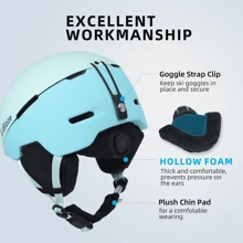 JetBlaze Casco de esquí, casco de snowboard, casco de esquí, cáscara de ABS/PC, núcleo amortiguador de impactos de EPS, hebilla magnética, ventilación individual, ajustable de talla, disponible en dos tamaños de almohadillas, orejeras desmontables