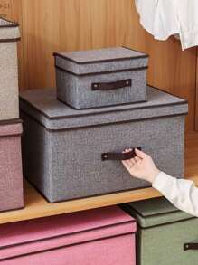 Multipurpose Organizer Box With Lid 40x30x25CM For Wardrobe Closet Organizer Toys Objects Books 50L - Pic-Nic 米色 (9373) - 查看 10