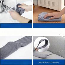 Limpiador de fibra ultrafina para fondo de cama lavable a máquina, incluye 3 paños, cepillo de limpieza de grietas extensible, cepillo flexible para el polvo, adecuado para sofá, cama y fondo de muebles, suministros de limpieza, herramientas de limpieza (2 paños de repuesto sin vara de extensión, por favor comprar por separado)