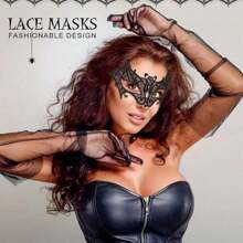 1 chiếc mặt nạ ren khoét rỗng màu đen, trang phục hóa trang nửa mặt, mặt nạ mắt gợi cảm, thích hợp cho tiệc hóa trang - màu đen - Xem 5