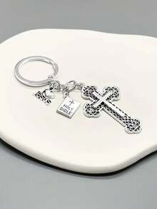 Móc chìa khóa thánh giá 4 chiếc, Móc chìa khóa mặt dây chuyền Kinh thánh, Móc chìa khóa xe hơi tôn giáo, Quà tặng tôn giáo Thiên chúa giáo, Quà tặng cầu nguyện Phục sinh - Bạc - Xem 2