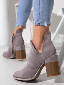 Botas Stiletto Femininas Com Recortes Cintura - Calçados - Cinza - Ver 2