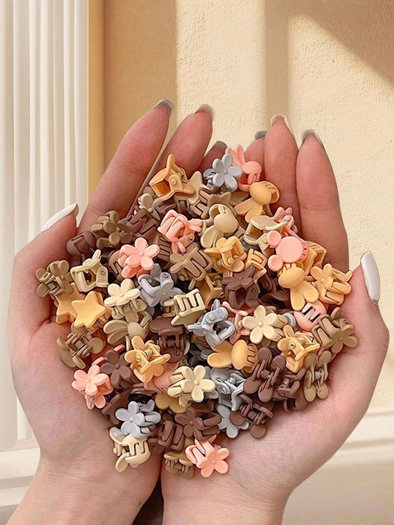 30PCS Girls Multicolor Small Acrylic Hair Claw, Elastic Series, Cute